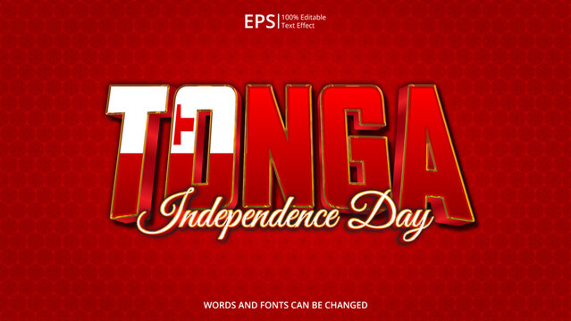tonga editable text effect with tonga flag pattern suitable for poster design about holiday, Feast day or tonga independence day moment