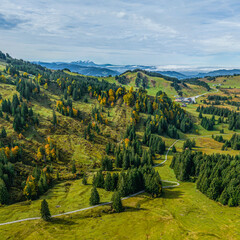 Obraz premium Goldener Oktober am Hochhäderich im Naturpark Nagelfluhkette
