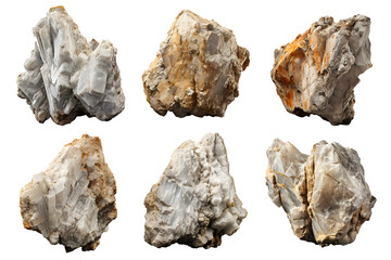 limestone rock formation set isolated on transparent background - landscape design elements PNG cutout collection - obrazy, fototapety, plakaty