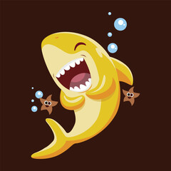 cartoon funny dolphin fish vector design
