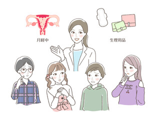 Illustration of Students in a Menstruation Class.