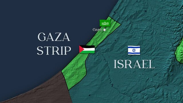 ISRAEL, 2023 OCTOBER - Map of Israel and Gaza Strip