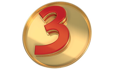 Obraz premium red 3d number on gold coin element for design