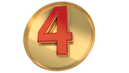 Obraz premium red 3d number on gold coin element for design