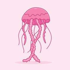 Cute jelly fish cartoon illustration, Cute Sea Animal Cartoon