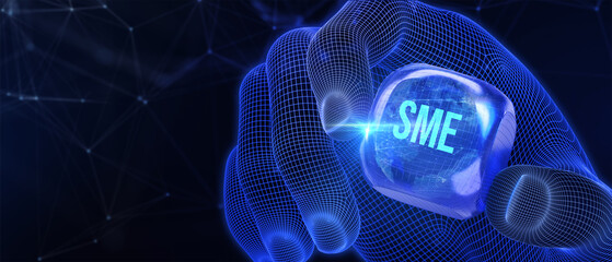 Business, technology, internet and network concept. Virtual screen of the future and sees the inscription: SME. 3d illustration