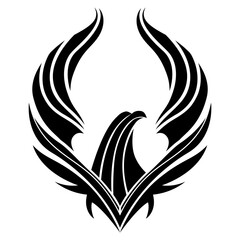 Obraz premium Eagle Falcon vector black and white color mascot design template