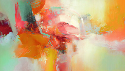 Abstract oil painting, colorful vibrant color brush strokes background, wallpaper, paint texture,...