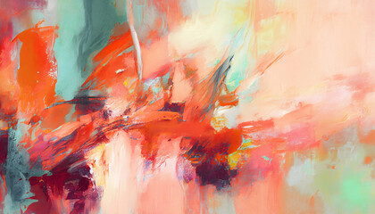 Abstract oil painting, colorful vibrant color brush strokes background, wallpaper, paint texture,...