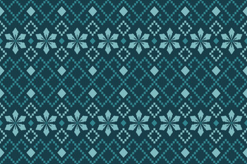 Fototapeta premium Green Cross stitch colorful geometric traditional ethnic pattern Ikat seamless pattern border abstract design for fabric print cloth dress carpet curtains and sarong Aztec African Indian Indonesian