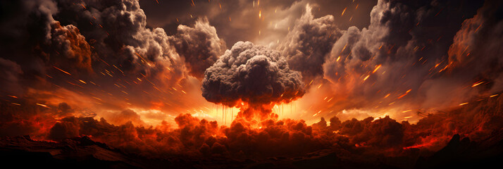 abstract explosion background with nuclear mushroom cloud