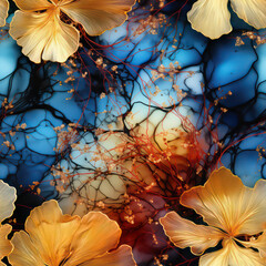 Seamless pattern with abstract watercolor flowers, ai generative