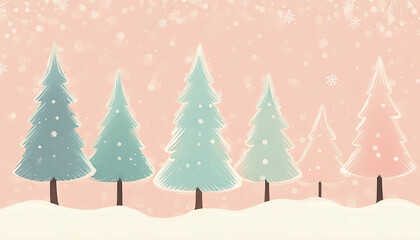 Obraz premium Cute pink pastel christmas card with copy space