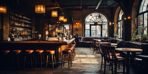 Fototapeta na wymiar a image Cool pub or bar interior, Generative AI
