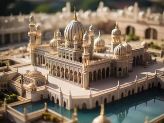 a image beautiful and luxurious miniature mosque, Generative AI