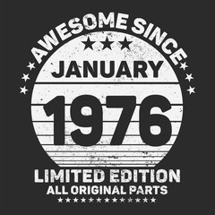 Awesome Since 1976. Vintage Retro Birthday Vector, Birthday gifts for women or men, Vintage birthday shirts for wives or husbands, anniversary T-shirts for sisters or brother