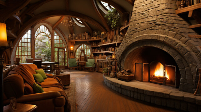 Hobbit interior house fireplace