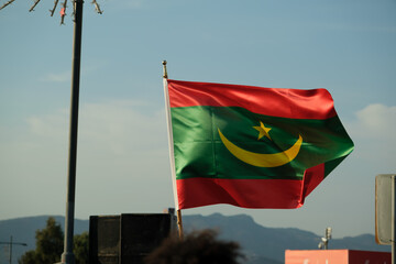 Mauritania flag on a blue sky background