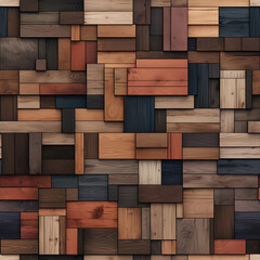 Seamless wooden mosaic texture,wood concept background, ai generative