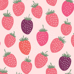 イチゴ柄の背景イラスト シームレス 
