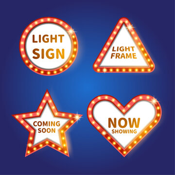 Vector light sign collection, title, banner, signboard, sale