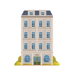 Vector illustration of townhouse and store buildings flat and front view isolated on white background for your design