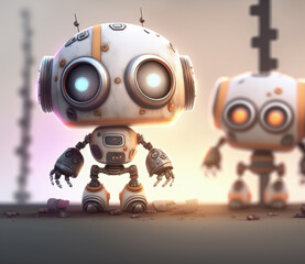 Robots working at construction site - Generative AI