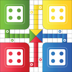 Vector ludo board family game. Ludo board game. Ludo game board design. Vector ludo game's design.