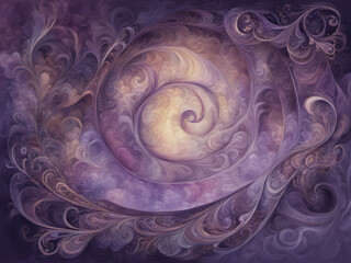Abstract picture Purple spirals swirl beautifully and are supported by yellow