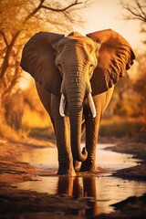 An elegant elephant in the heart of an African savannah