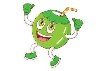 Cute Coconut Character Design Illustration