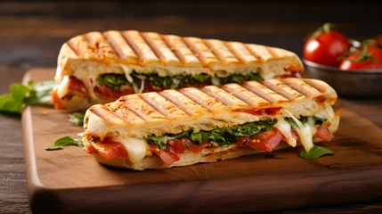 Tuinposter Italian panini sandwich snack © Little