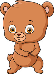 Obraz premium Cute little bear cartoon on white background