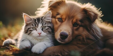 a image affectionate cute dogs and cats