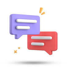3d rendering of speech bubble, 3D pastel chat icon set. Set of 3d speak bubble.