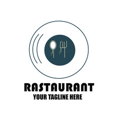 modern Restaurant logo with spoon and fork icon, concept of lines