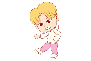 Cute Boy Character Design Illustration