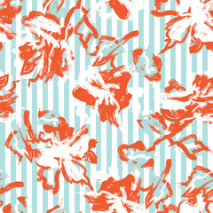 Colourful Floral Striped Seamless Pattern Design