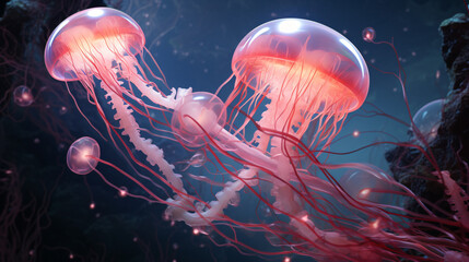 Jellyfish glowing pink
