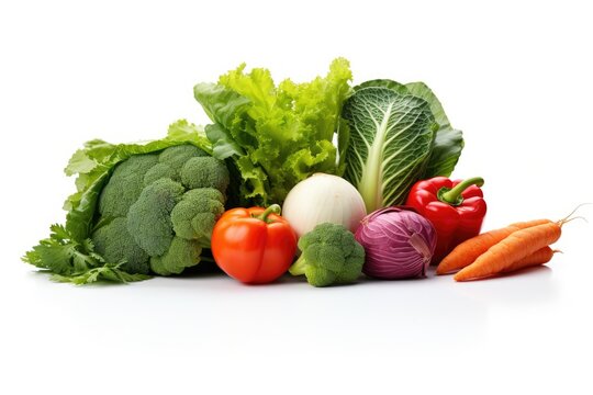 Colorful Group of vegetables isolated on white background
