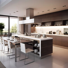Modern Kitchen Interior, Generative AI, Generativ, KI	
