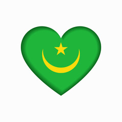 Mauritanian flag heart-shaped sign. Vector illustration.