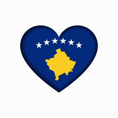 Kosovo flag heart-shaped sign. Vector illustration.