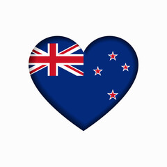 New Zealand flag heart-shaped sign. Vector illustration.