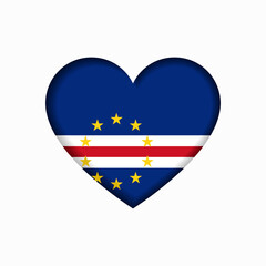 Cape Verde flag heart-shaped sign. Vector illustration.