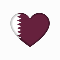 Qatari flag heart-shaped sign. Vector illustration.