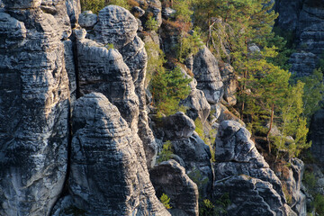 Rock formation Saxon Switzerland is part of the Elbe Sandstone Mountains in Saxony, Germany