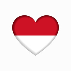 Indonesian flag heart-shaped sign. Vector illustration.