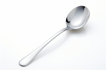 A metallic spoon isolated on a white background