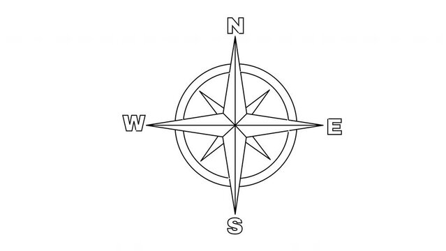 Animation forms a sketch of a compass icon
